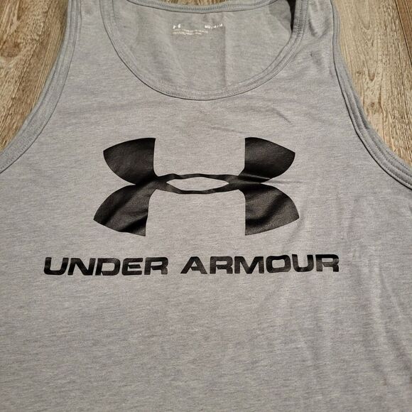 Under Armour Graphic Loose Fit Grey Athletic Tank Top Women's Size Medium - Picture 2 of 5